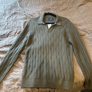 Gray Long sleeve Abercrombie knit polo